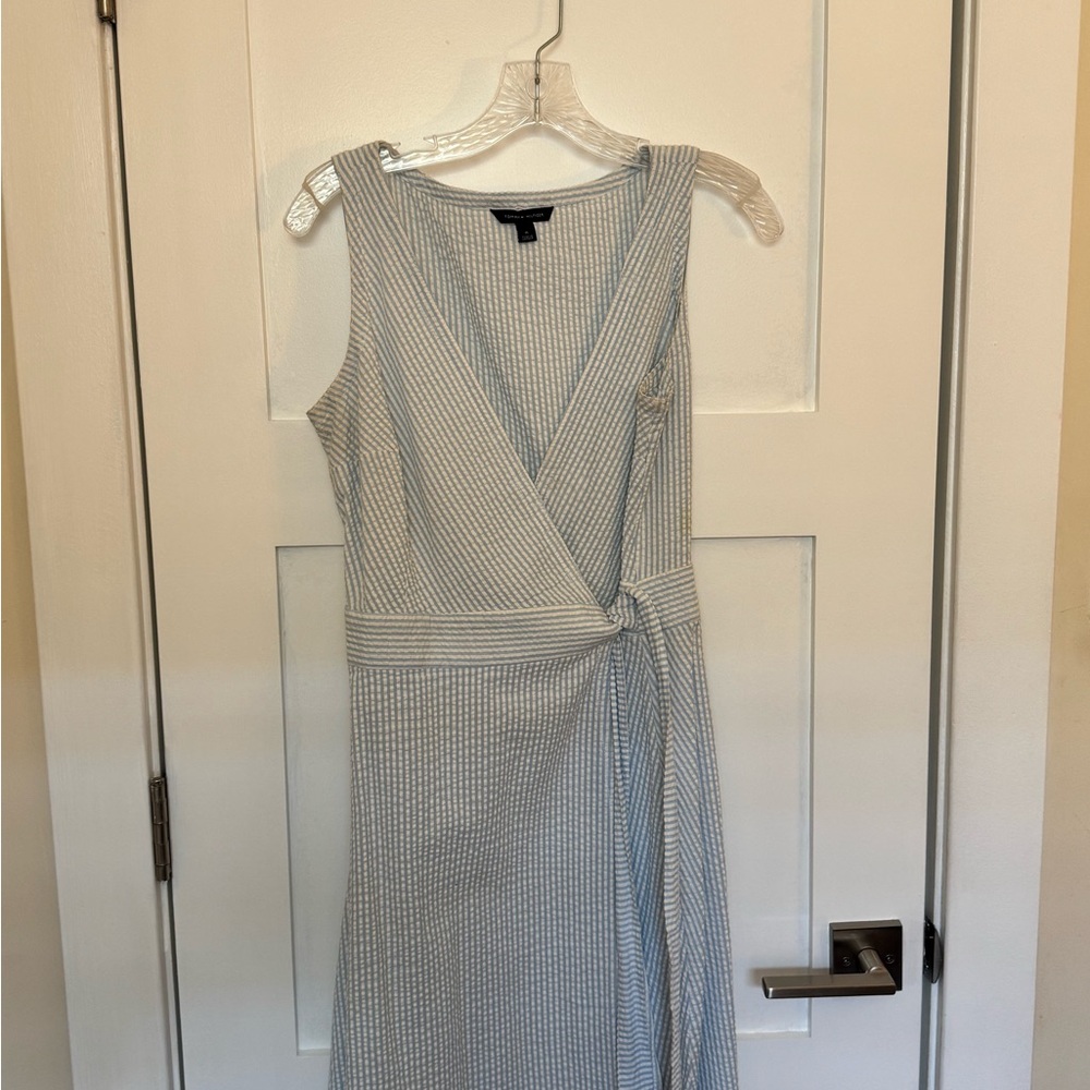 SPRING DRESS SALE! Tommy Hilfiger Striped Blue and White Wrap Dress